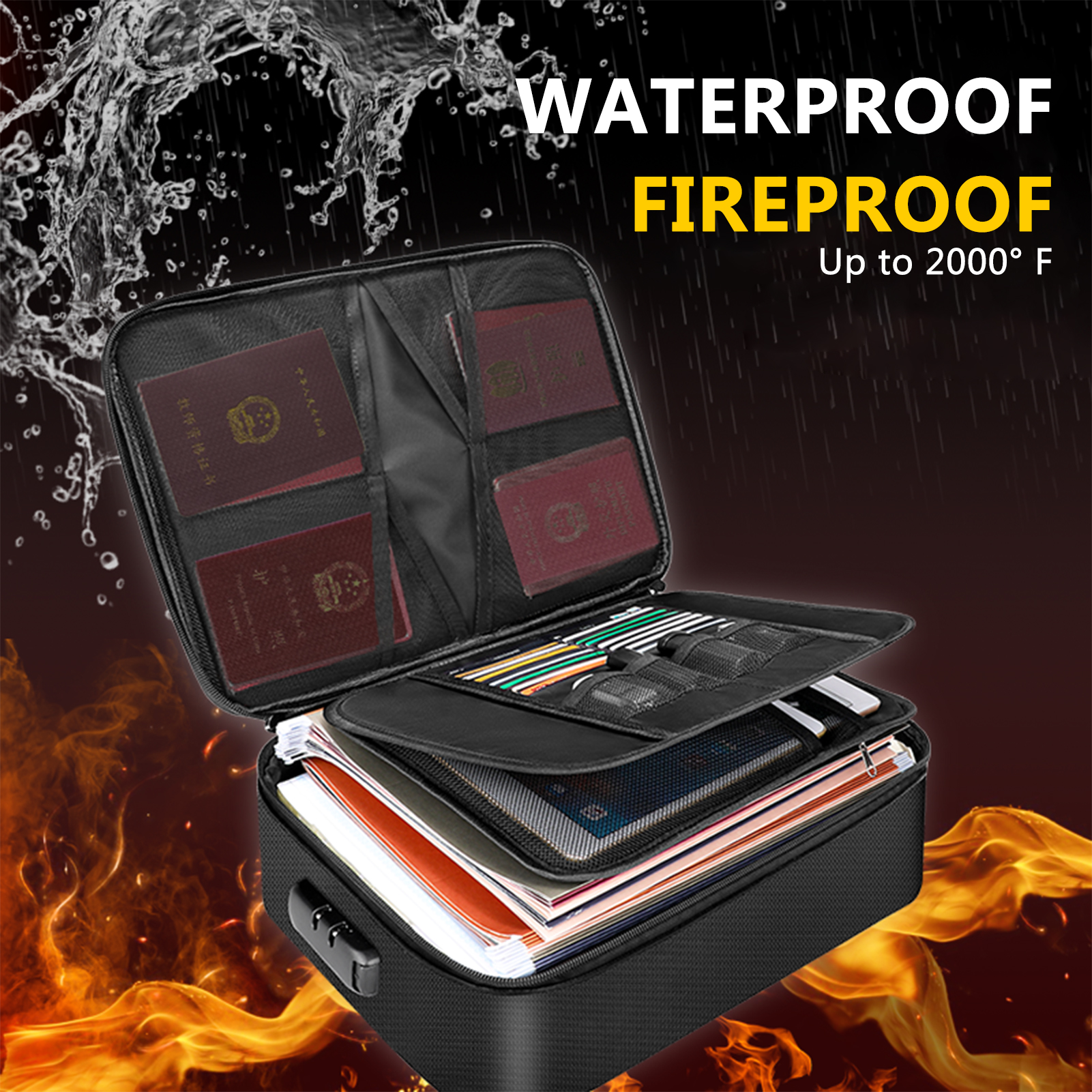 Fireproof Document Bag with Zi - Fire Safe Document recensie en prijs