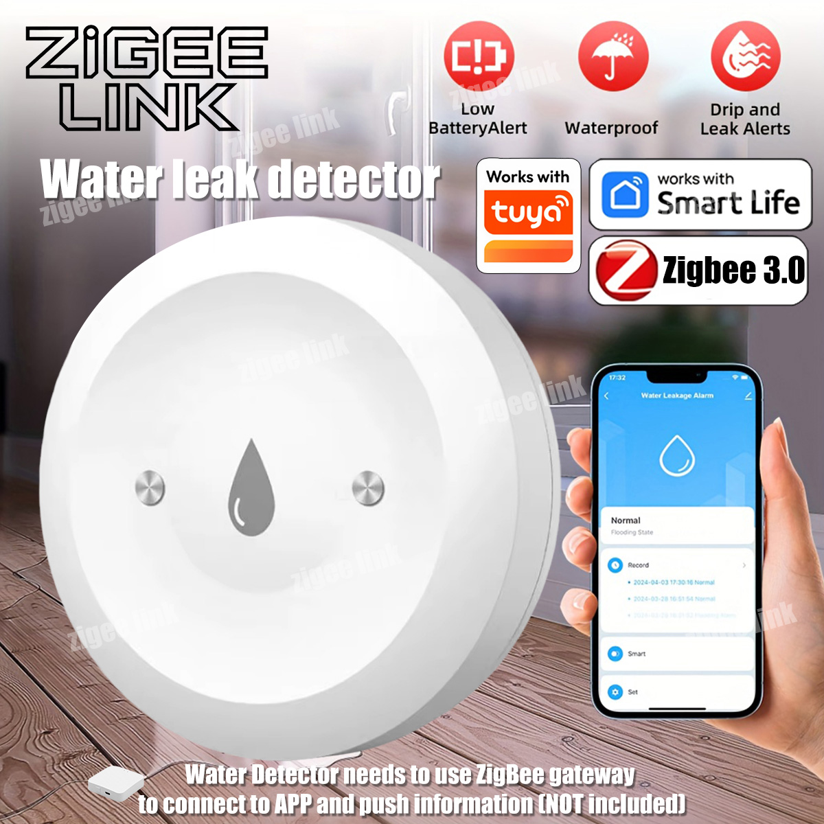ZigBee 3.0 Water Sensor Smart  - Water Alarm Sensor recensie en prijs